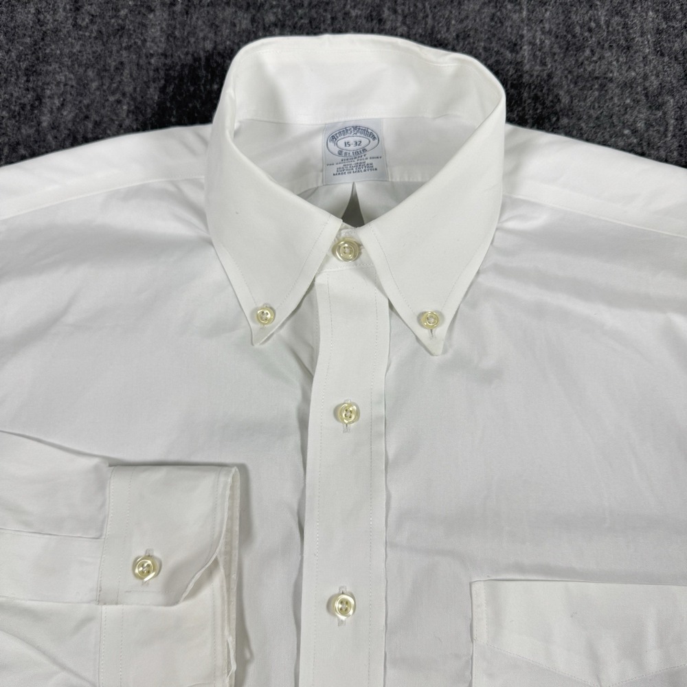 Brooks Brothers Regent Mens Dress Shirt 15 32 White Supima Cotton Non Iron
